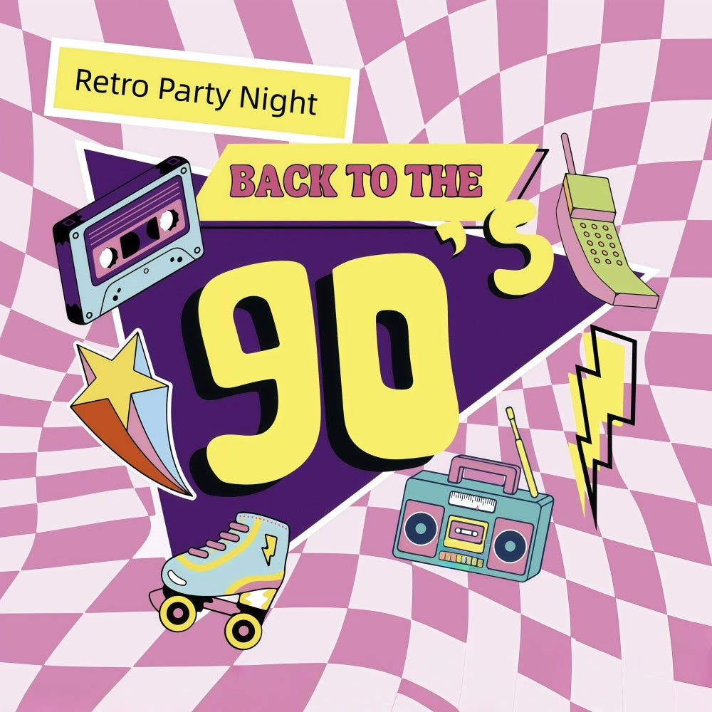 90s Backdrop Cartoon Style Retro Icons Backdrop GQ4-357
