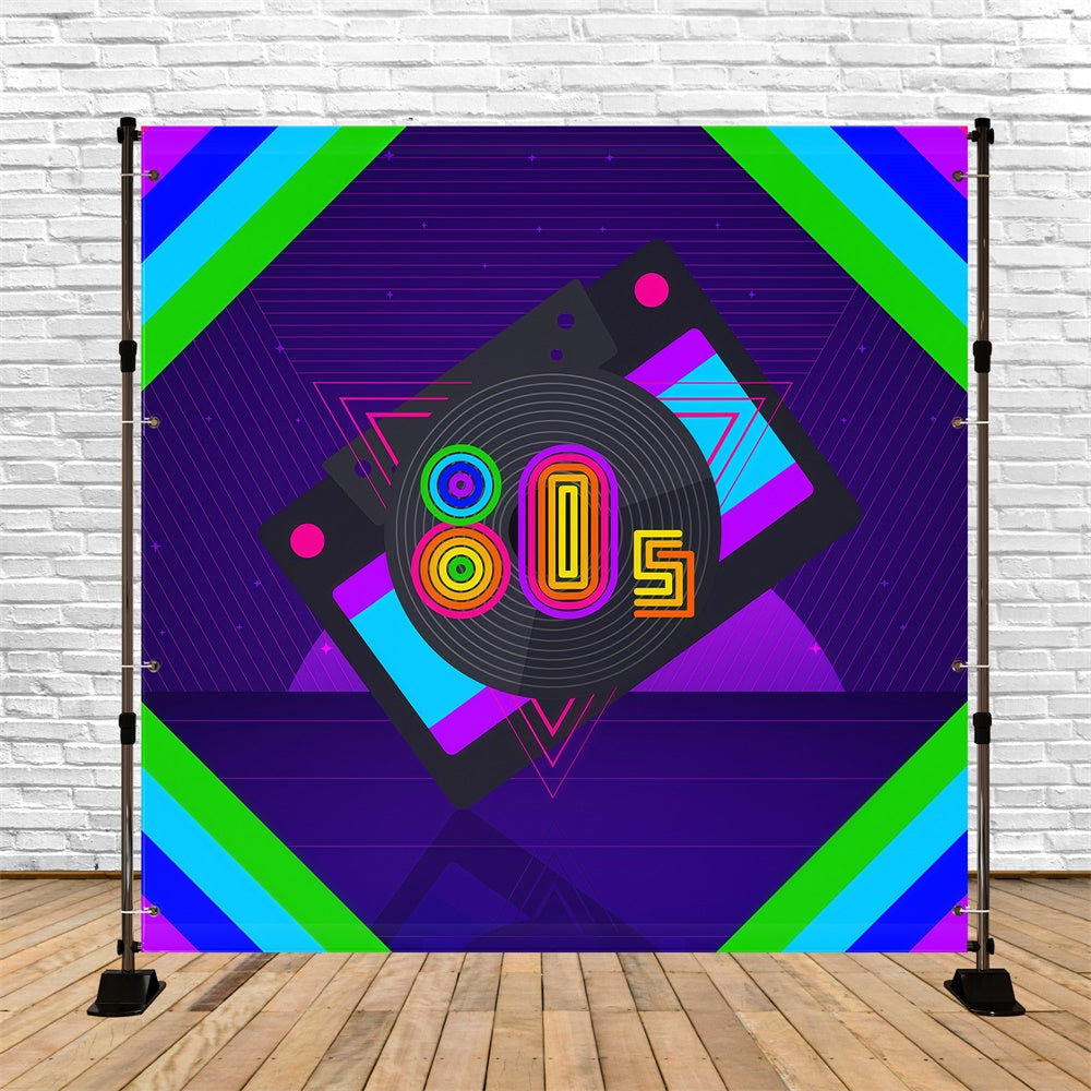 80's Photo Backdrop Glowing Tape Record Backdrop GQ4-358