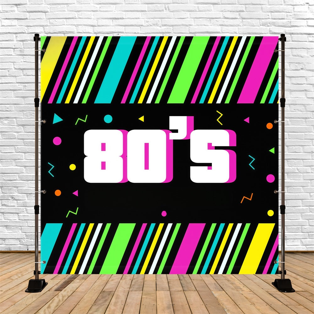 80s Photo Backdrop Electric Neon Stripes Backdrop GQ4-361