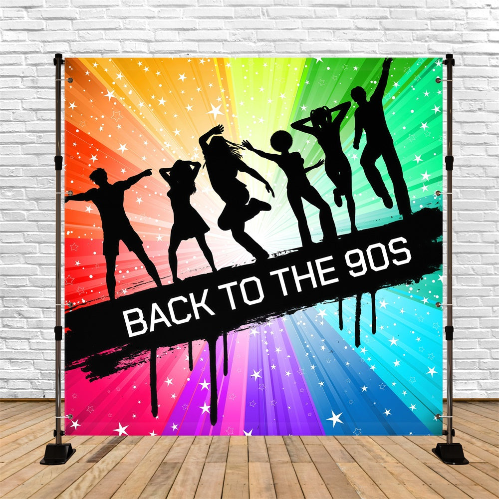 90s Backdrop Energetic Retro Dance Silhouettes Backdrop GQ4-362