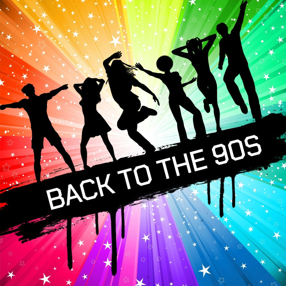 90s Backdrop Energetic Retro Dance Silhouettes Backdrop GQ4-362