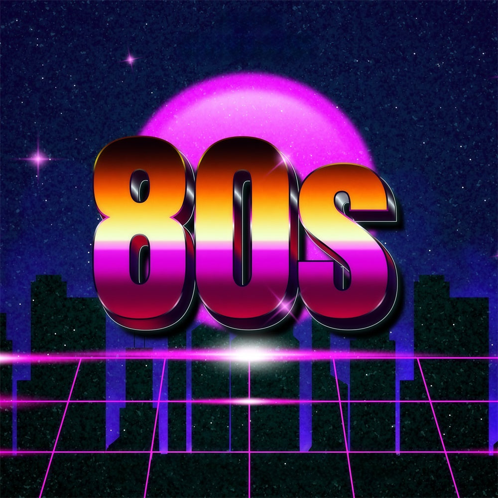 80s Backdrop Neon Grid Purple Horizon Backdrop GQ4-363