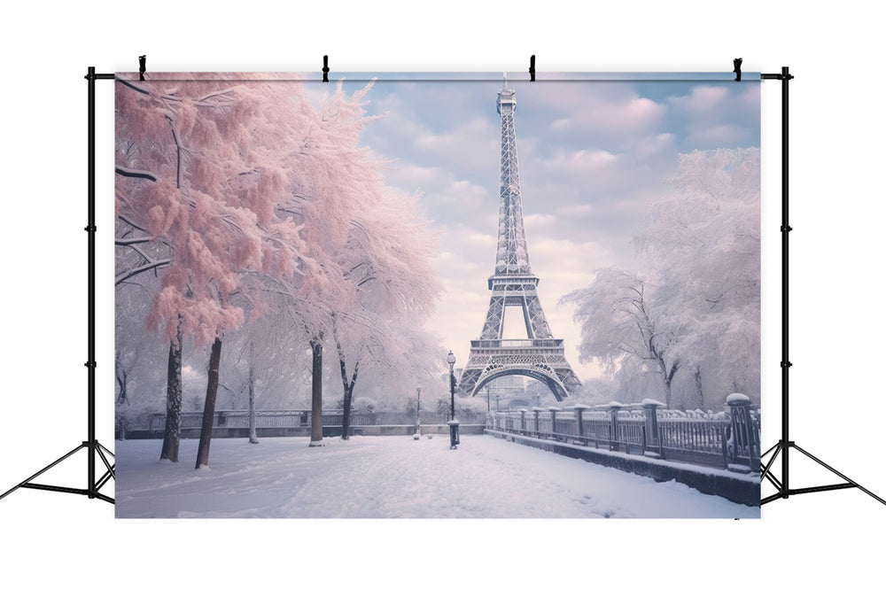 Pairs Backdrops Paris Backdrop Photography Eiffel Tower Winter Scene Backdrop GQ4-53