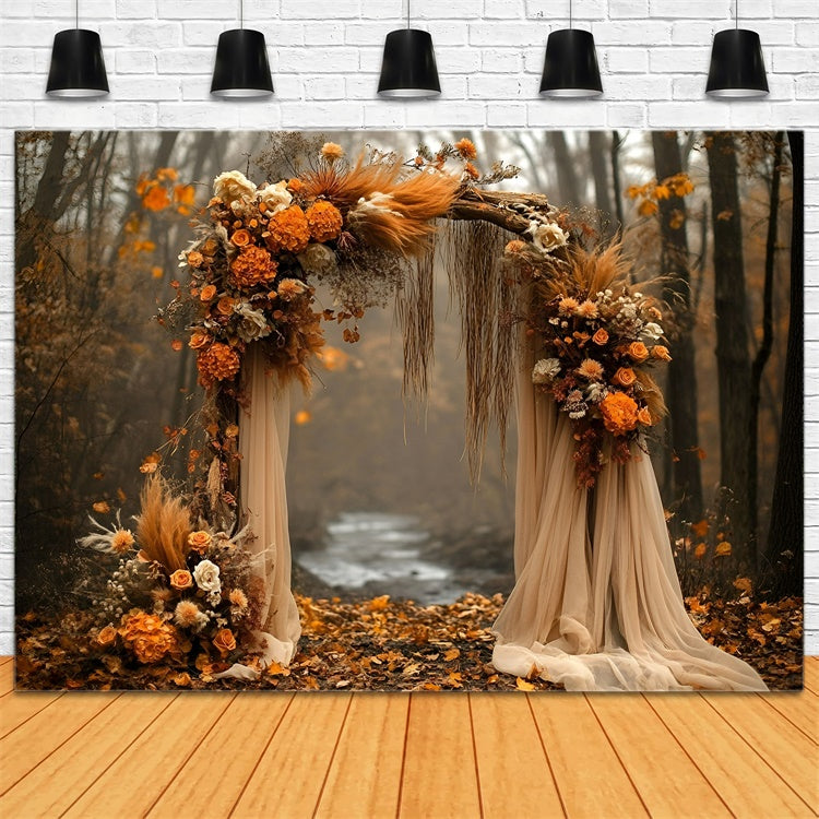 Autumn Photo Backdrop Rustic Floral Arch Backdrop GQ5-100