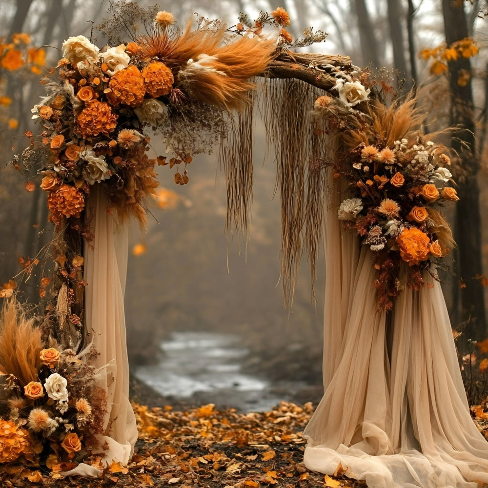 Autumn Photo Backdrop Rustic Floral Arch Backdrop GQ5-100