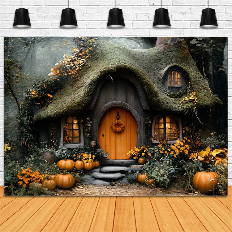 Autumn Backdrops Fairy Tale Pumpkin Cottage Backdrop GQ5-105