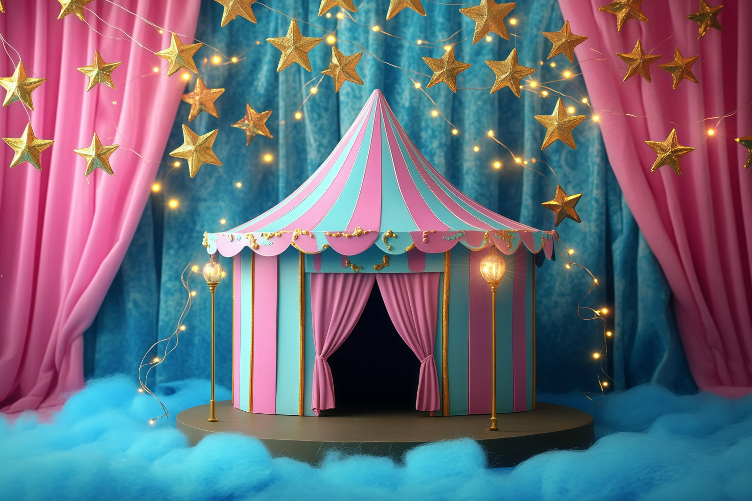 Carnival Tent Backdrop Dreamy Circus Night Show Backdrop GQ5-106