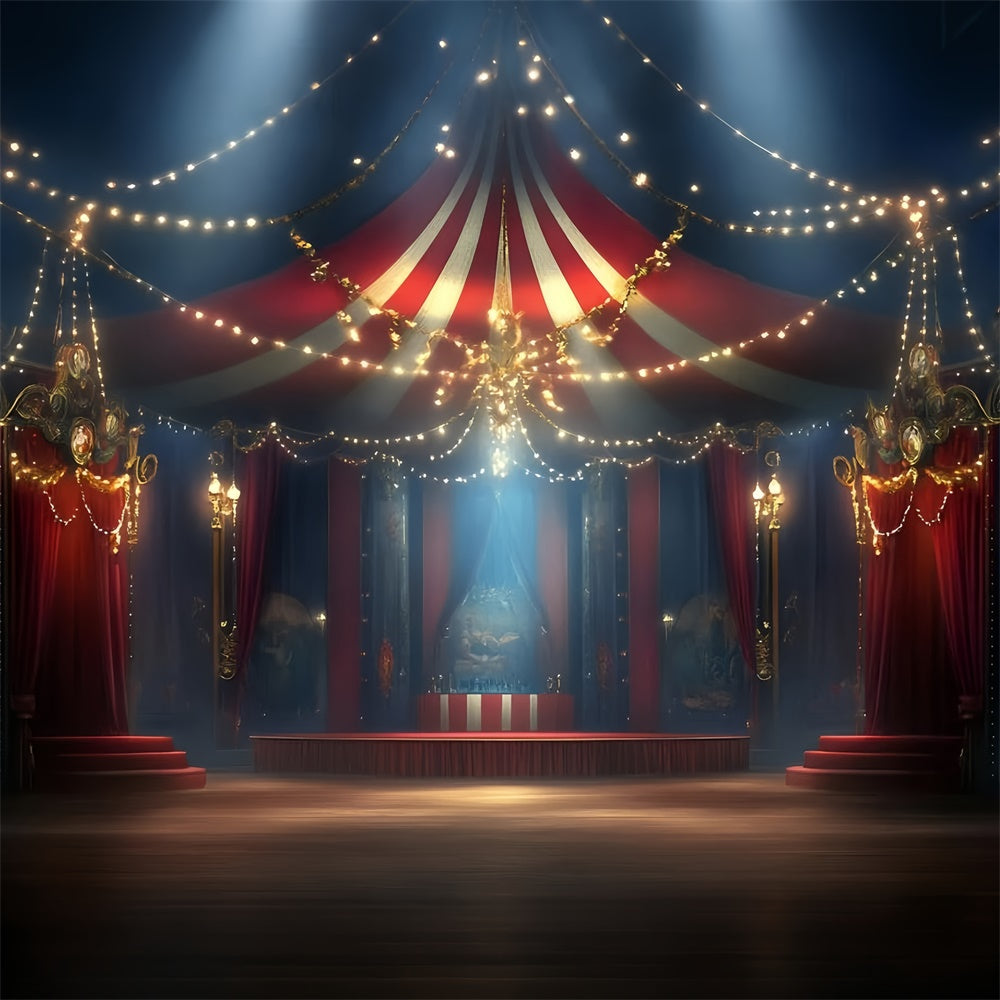 Vintage Circus Backdrop Night Circus String Lights Backdrop GQ5-109