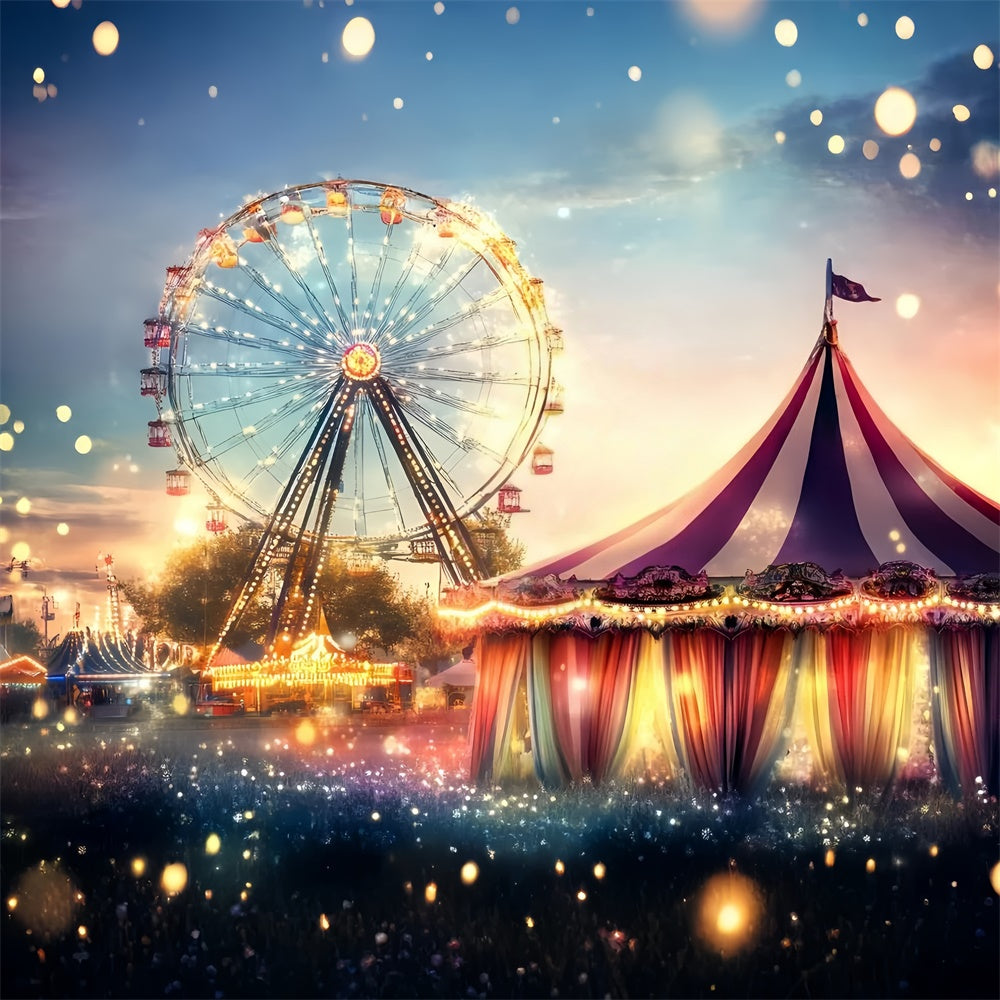 Carnival Theme Backdrop Ferris Wheel Sunset Lights Backdrop GQ5-111