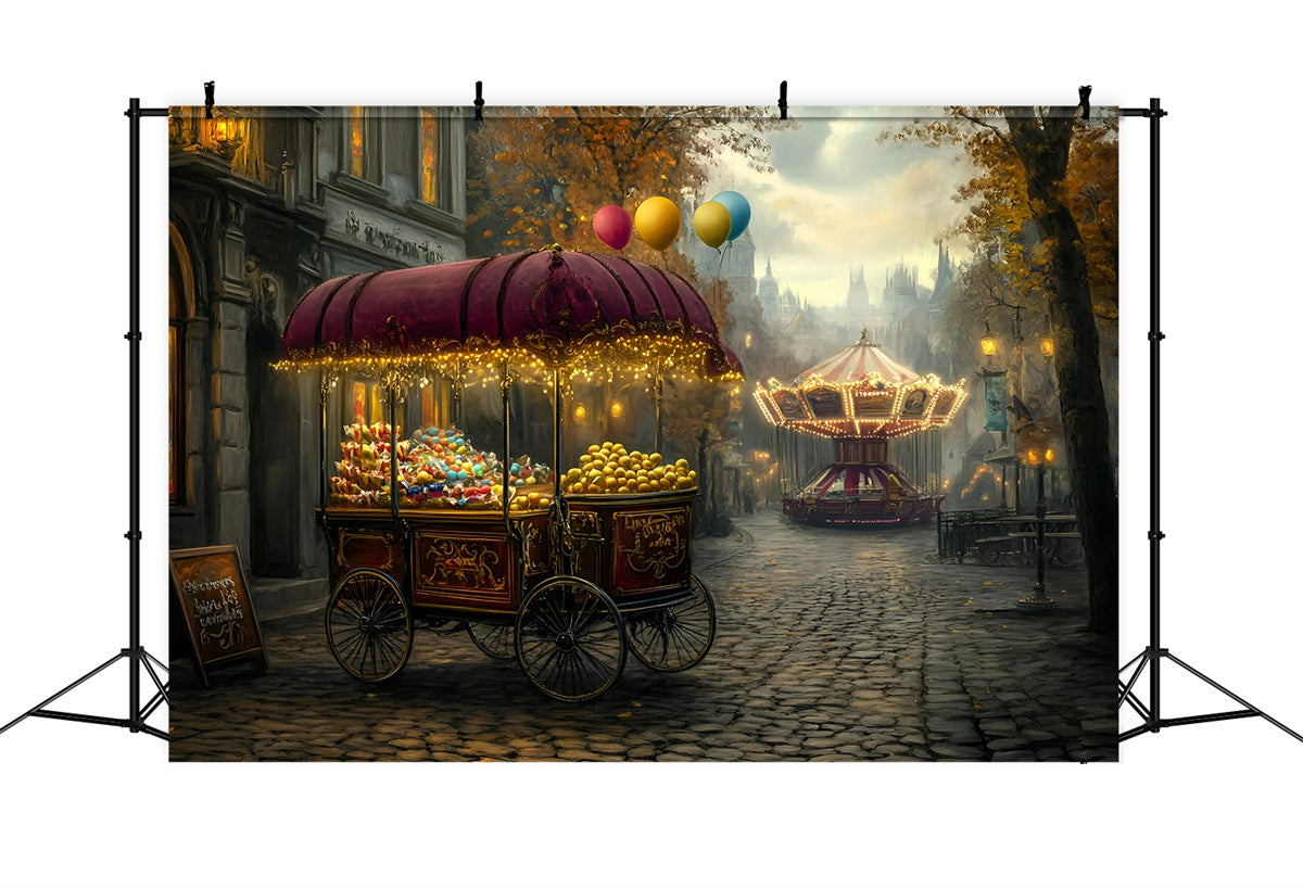 Carnival Photo Backdrop Carnival Treat Cart Night Backdrop GQ5-112