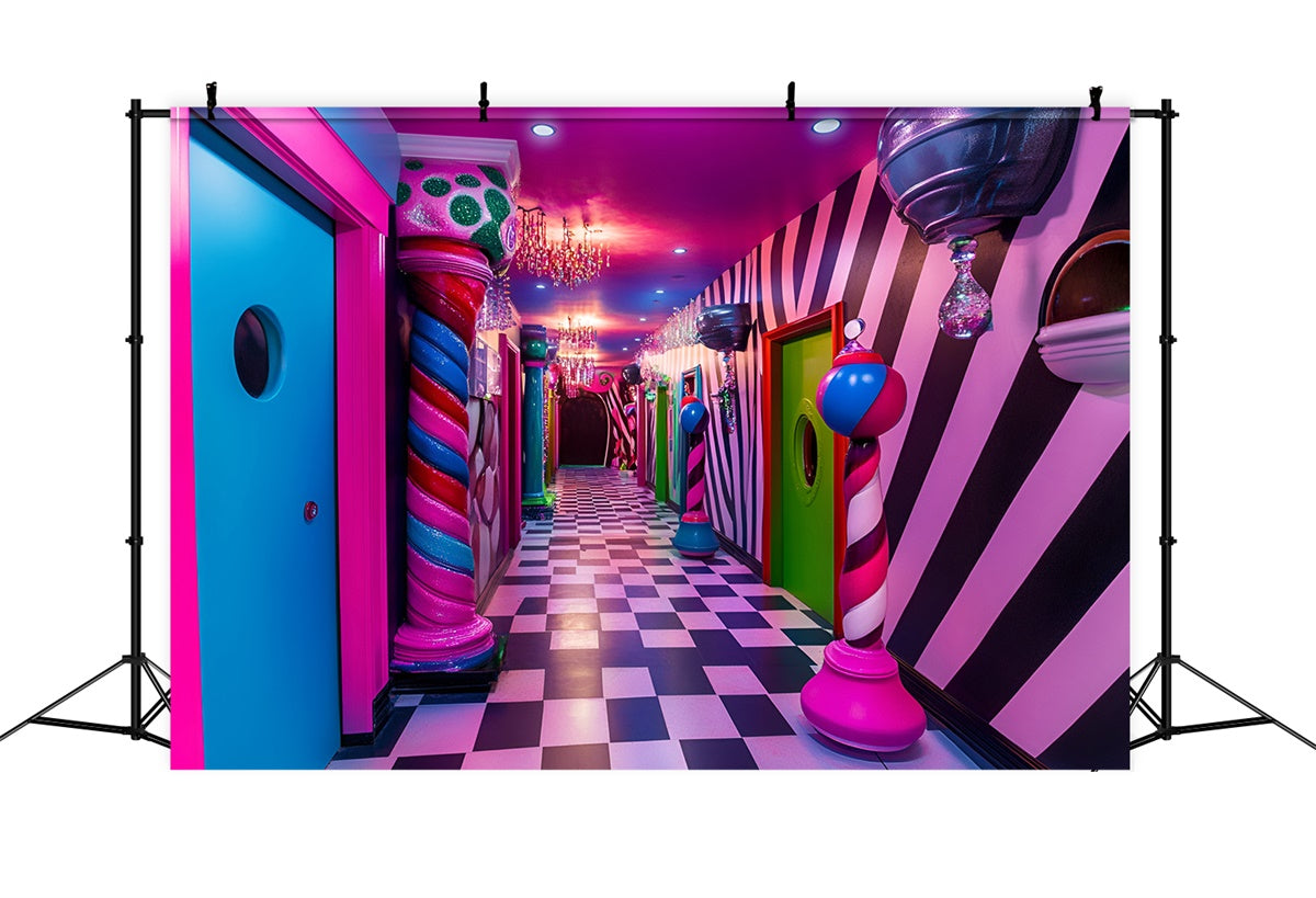 Carnival Backdrops Whimsical Striped Candy World Backdrop GQ5-113