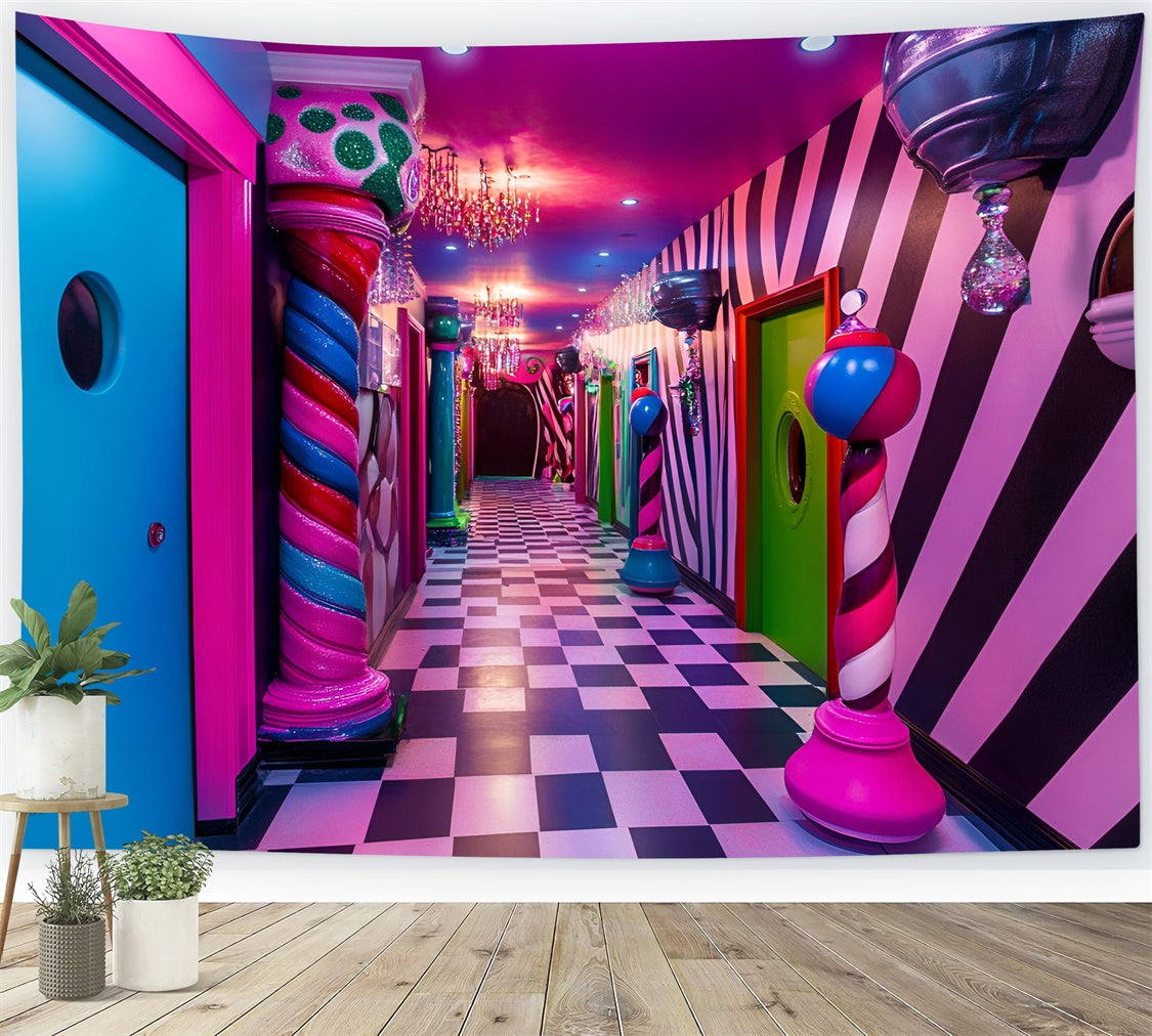 Carnival Backdrops Whimsical Striped Candy World Backdrop GQ5-113