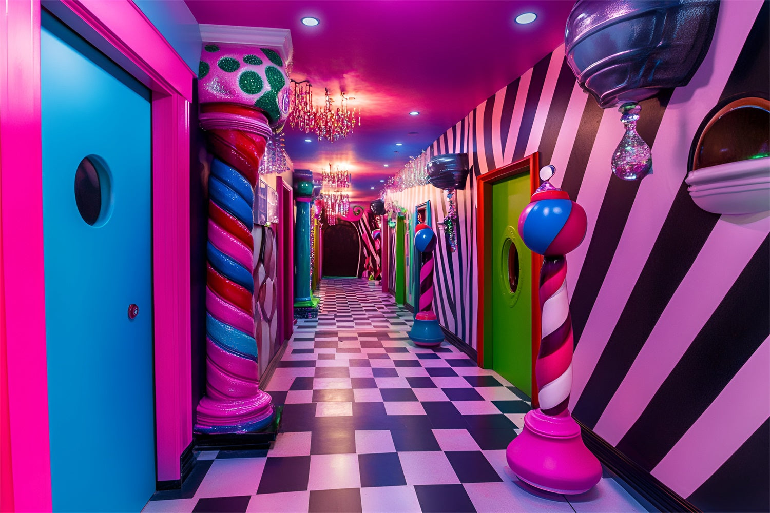 Carnival Backdrops Whimsical Striped Candy World Backdrop GQ5-113