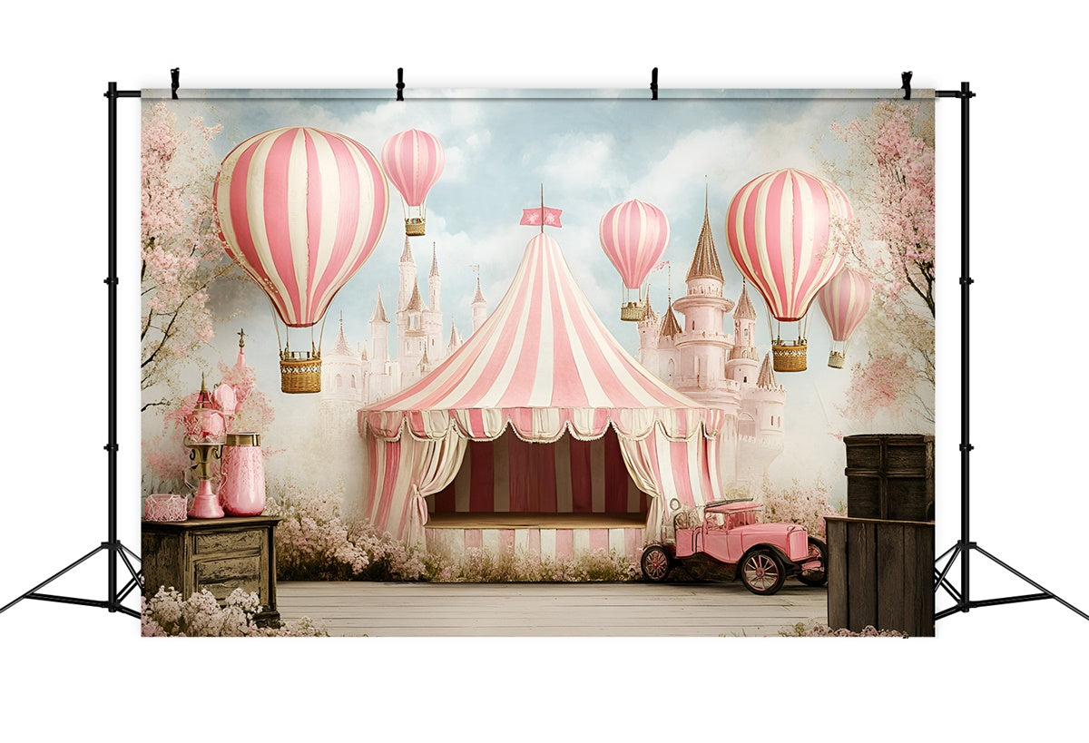 Carnival Tent Backdrop Fantasy Pink Castle Balloon Backdrop GQ5-115