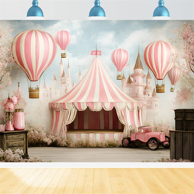 Carnival Tent Backdrop Fantasy Pink Castle Balloon Backdrop GQ5-115