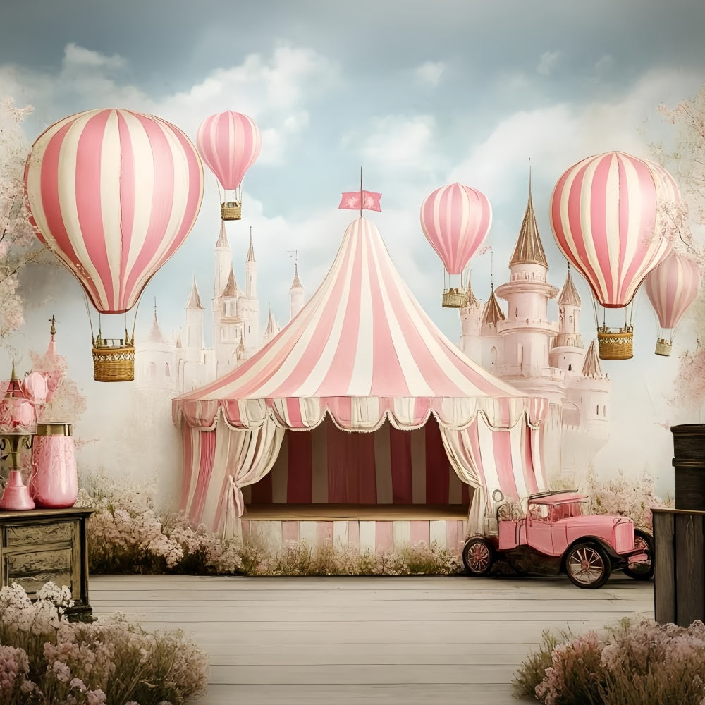 Carnival Tent Backdrop Fantasy Pink Castle Balloon Backdrop GQ5-115