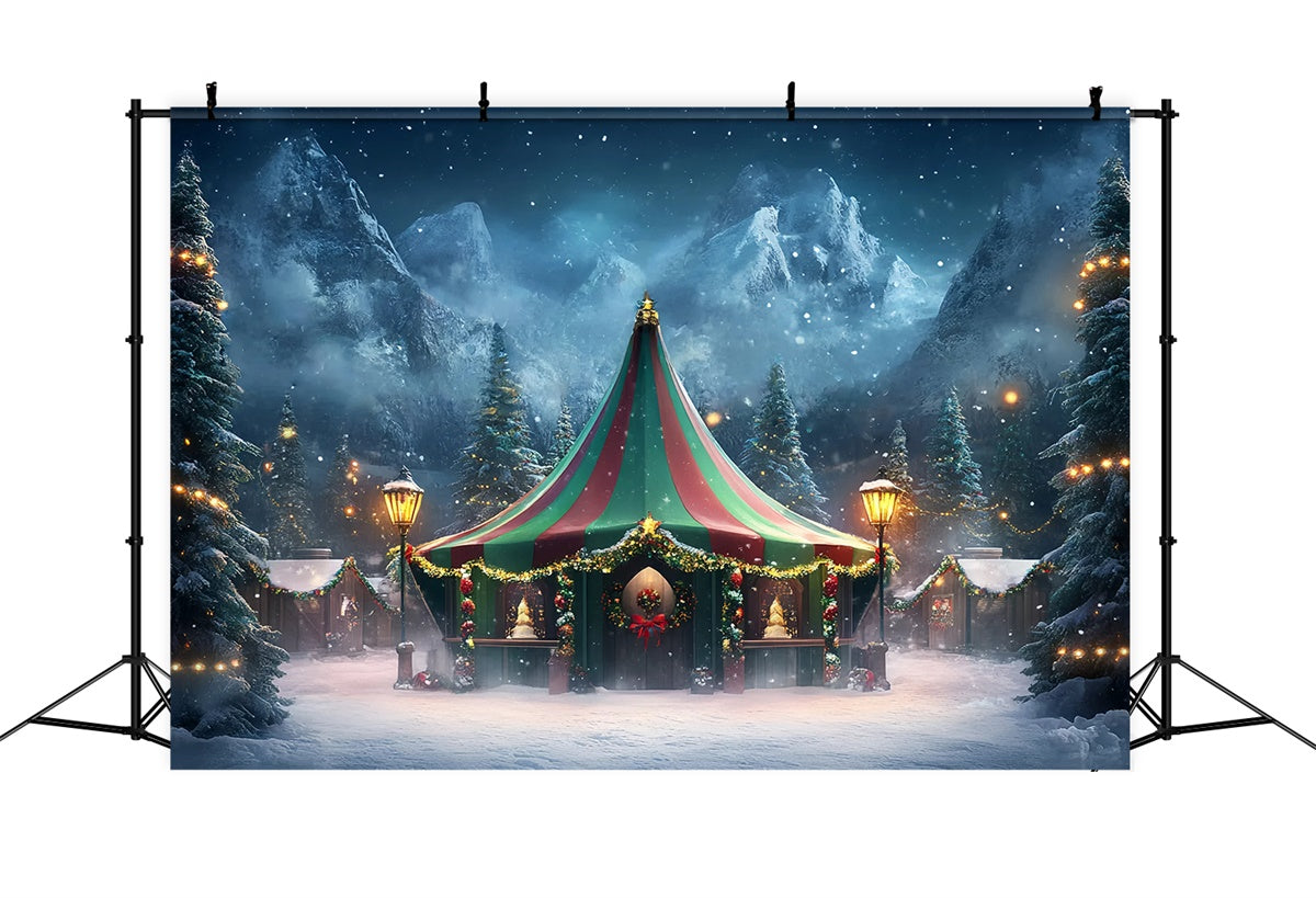 Carnival Tent Backdrop Winter Magic Tent Wreath Backdrop GQ5-116