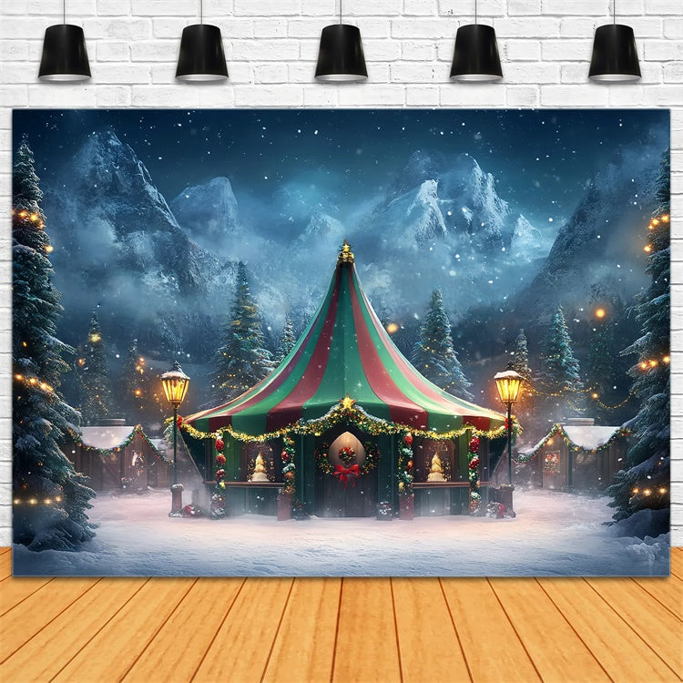 Carnival Tent Backdrop Winter Magic Tent Wreath Backdrop GQ5-116