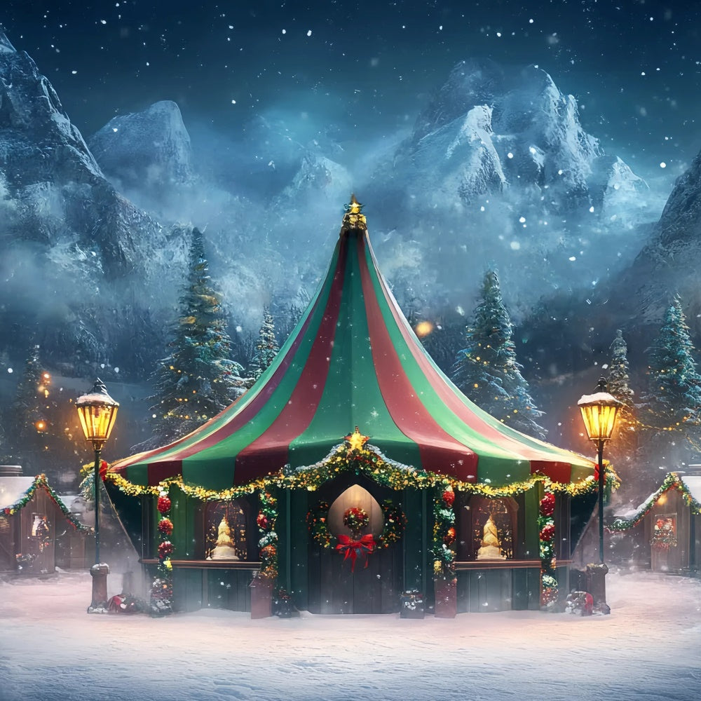 Carnival Tent Backdrop Winter Magic Tent Wreath Backdrop GQ5-116