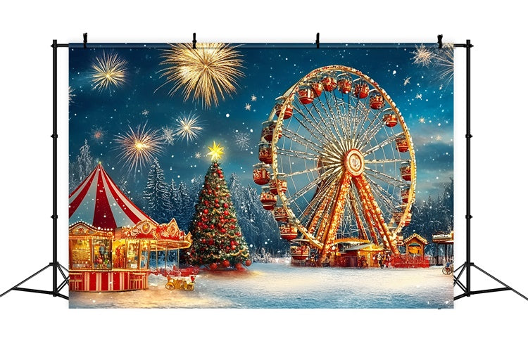 Carnival Backdrops Christmas Ferris Wheel Fireworks Backdrop GQ5-118
