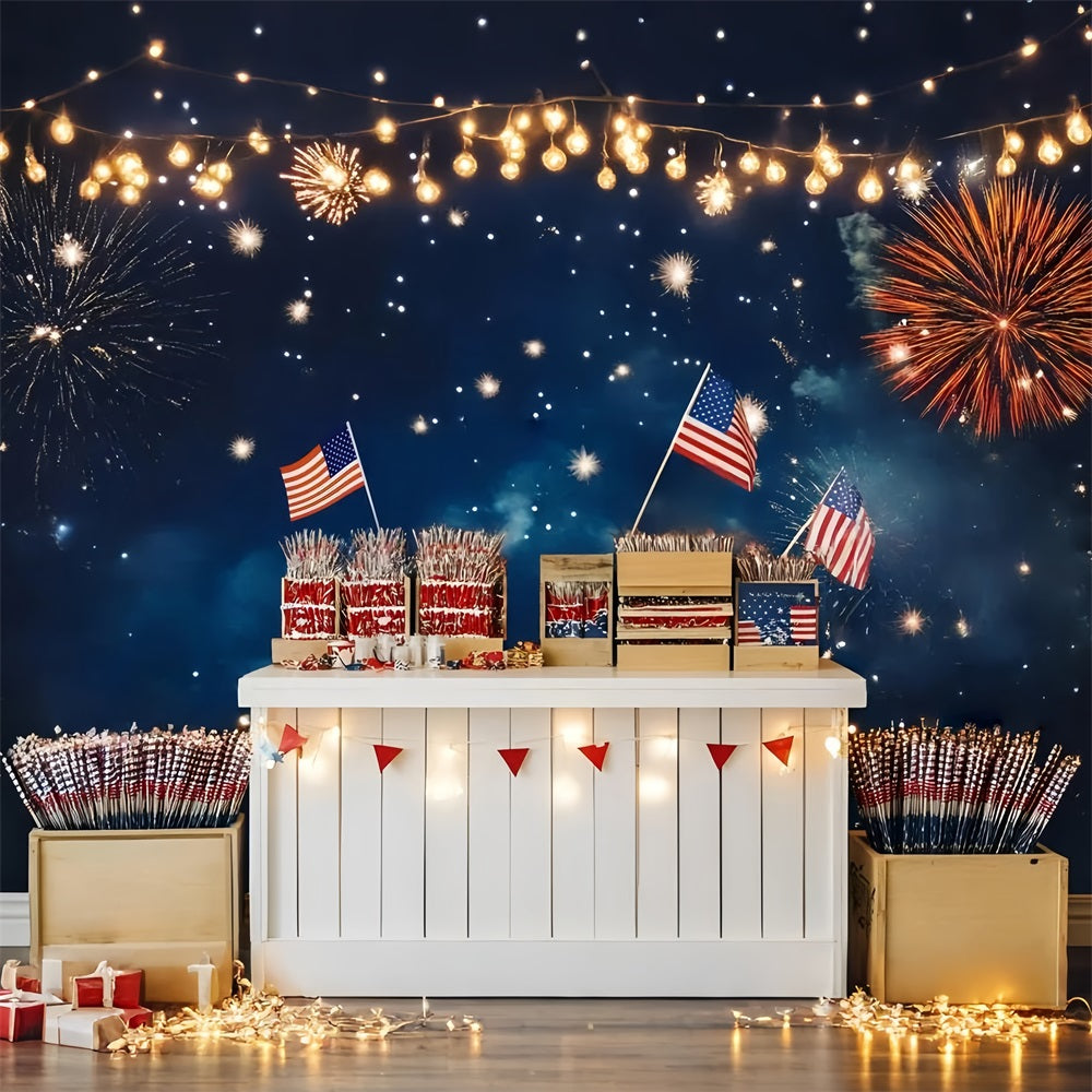 4th of July Fireworks Backdrop Celebration Flag Booth Backdrop GQ5-12