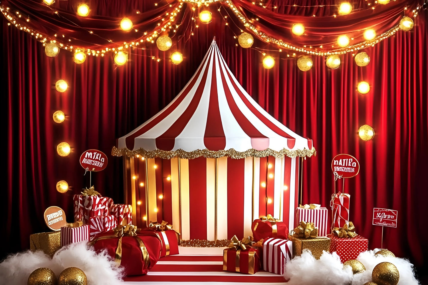 Circus Tent Backdrop Holiday Stage Tent Lights Backdrop GQ5-120