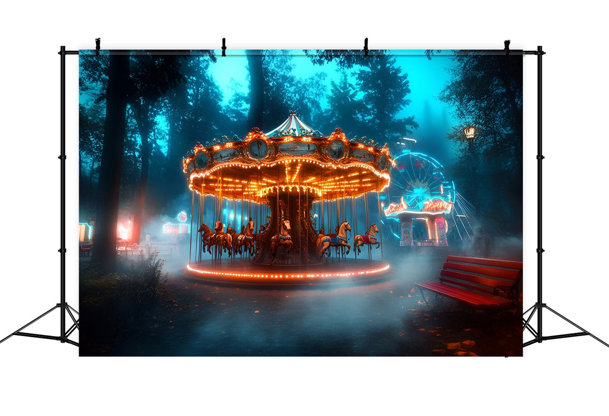 Carnival Backdrop Enchanted Forest Carousel Ferris Backdrop GQ5-123