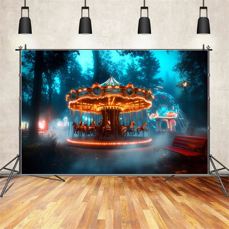 Carnival Backdrop Enchanted Forest Carousel Ferris Backdrop GQ5-123