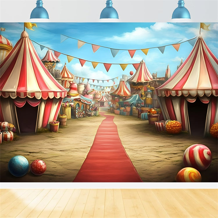 Circus Backdrops Carnival Tents Street Market Backdrop GQ5-125
