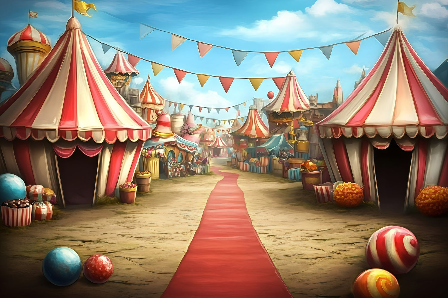 Circus Backdrops Carnival Tents Street Market Backdrop GQ5-125