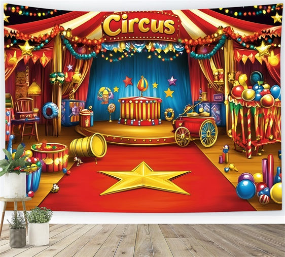 Circus Photo Backdrop Retro Circus Tent Stage Backdrop GQ5-128