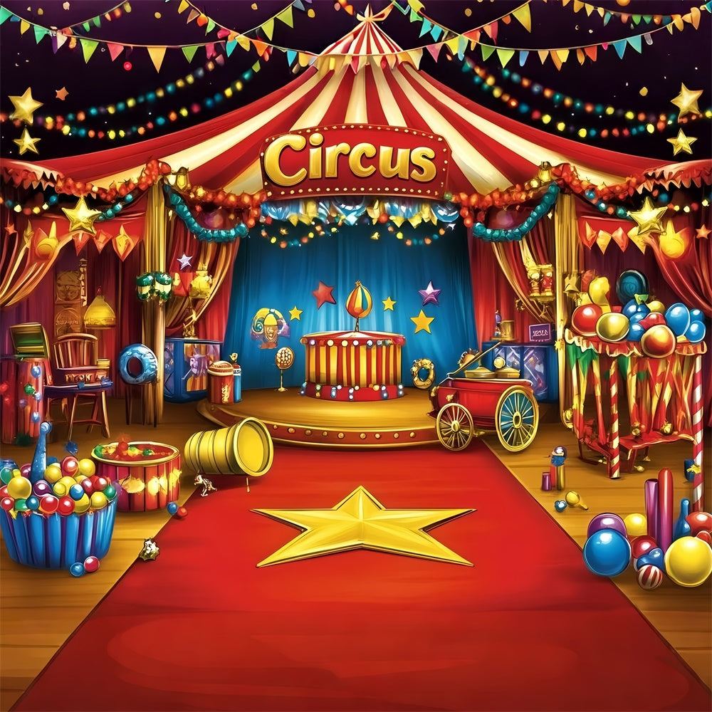Circus Photo Backdrop Retro Circus Tent Stage Backdrop GQ5-128