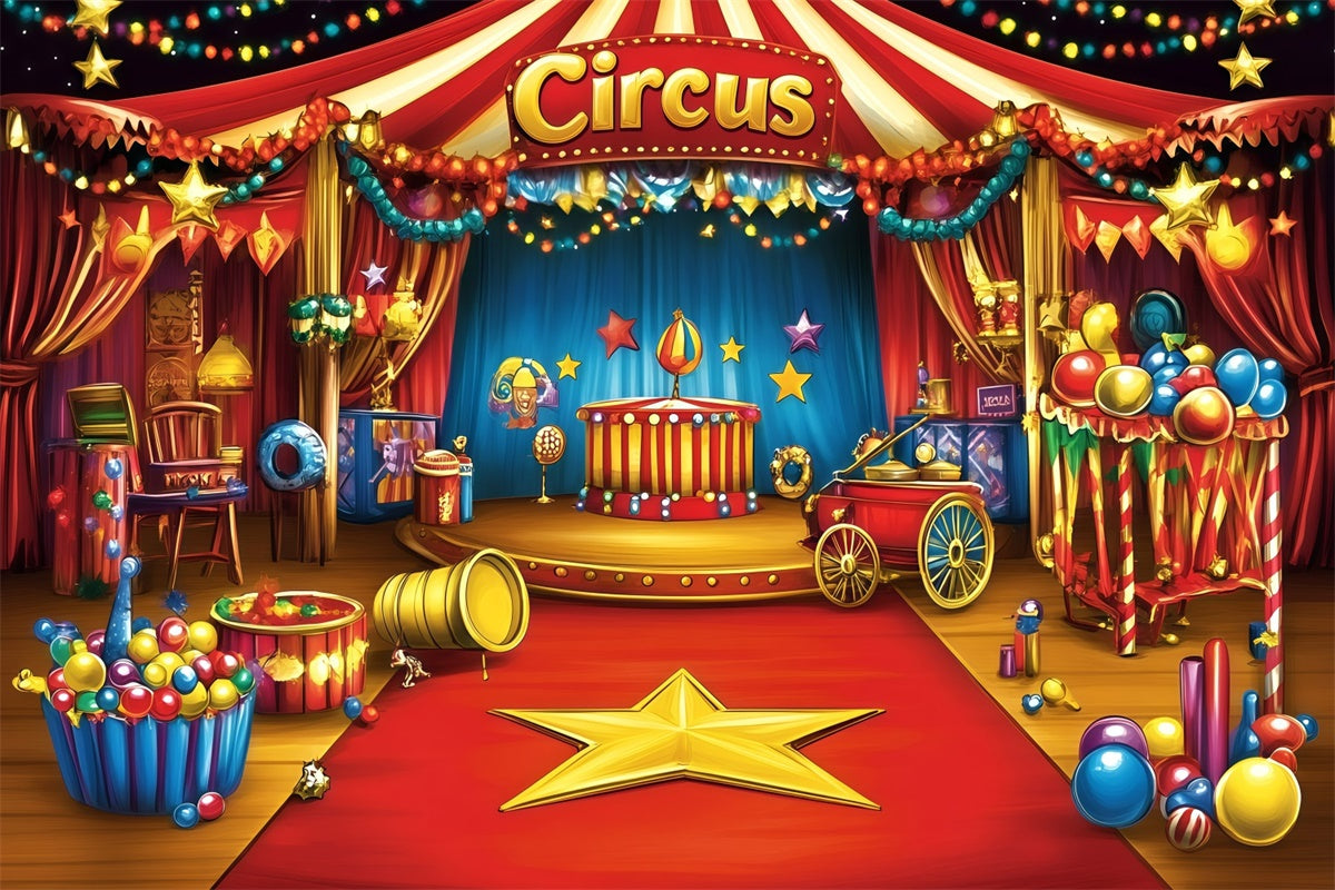 Circus Photo Backdrop Retro Circus Tent Stage Backdrop GQ5-128