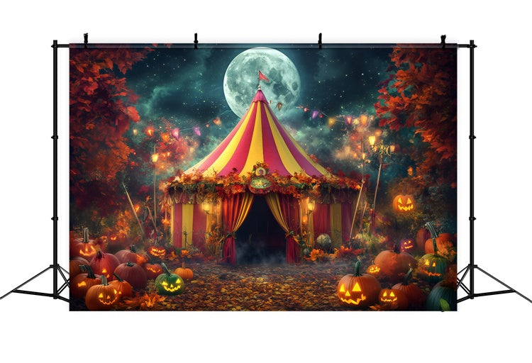Halloween Circus Backdrop Moonlit Pumpkin Tent Backdrop GQ5-138
