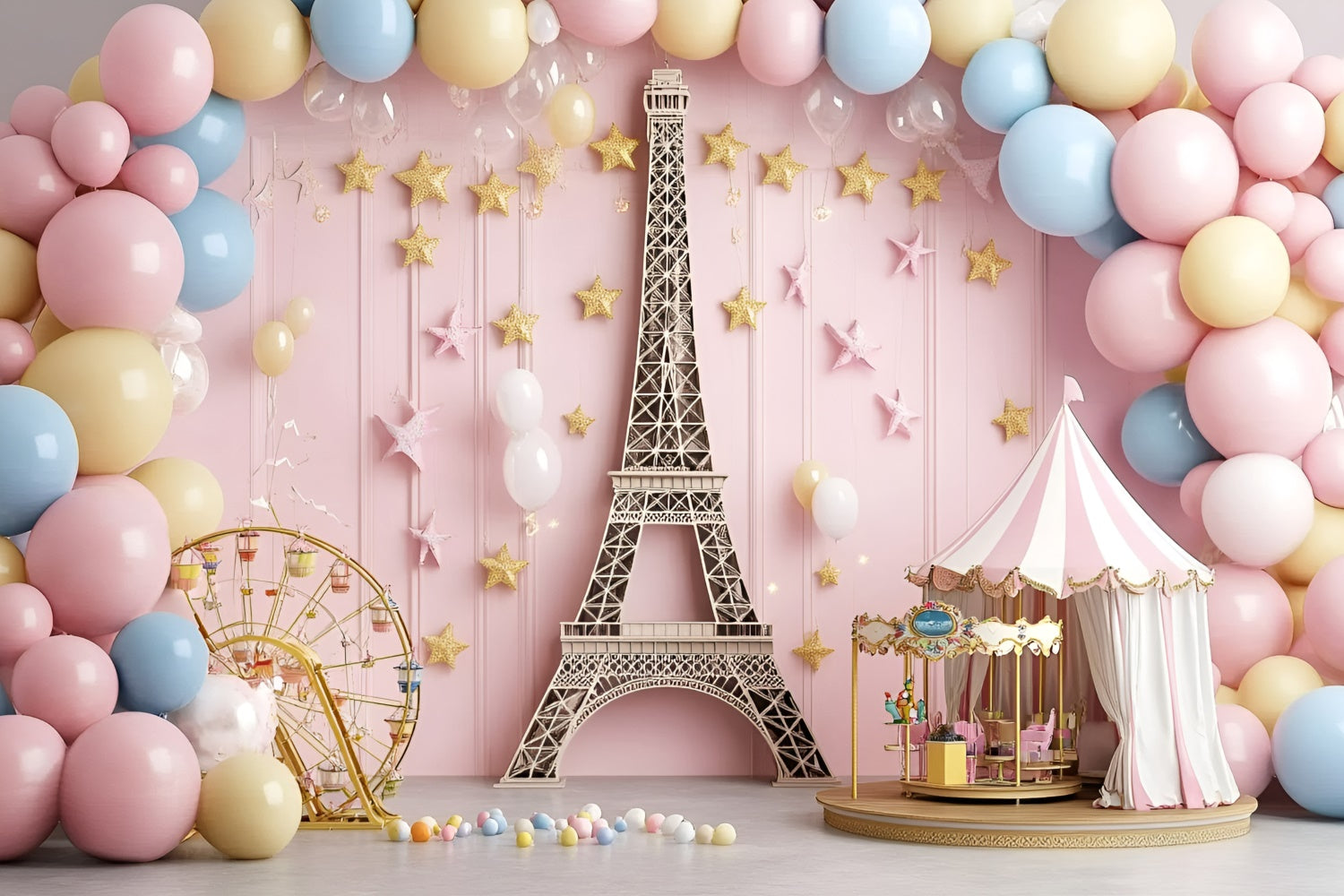 Kids Photo Backdrop Balloon Paris Dreamland Backdrop GQ5-140