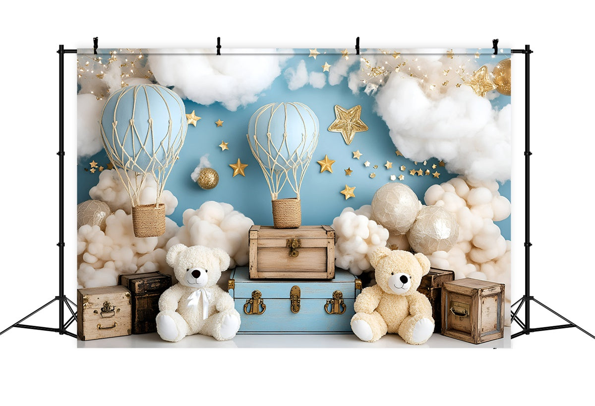Newborn Photoshoot Backdrop Cloudy Balloon Bears Backdrop GQ5-141