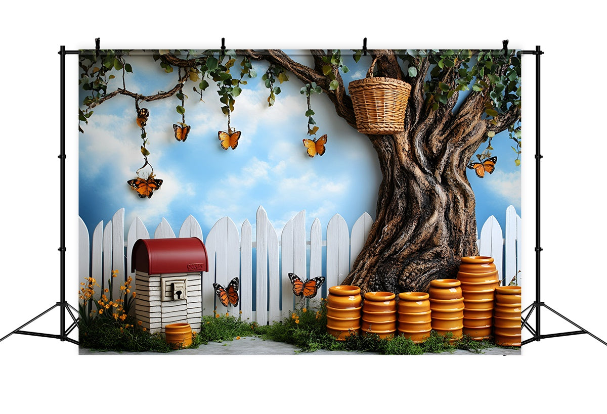 Butterfly Backdrops Honey Jar Summer Fence Kids Backdrops GQ5-145