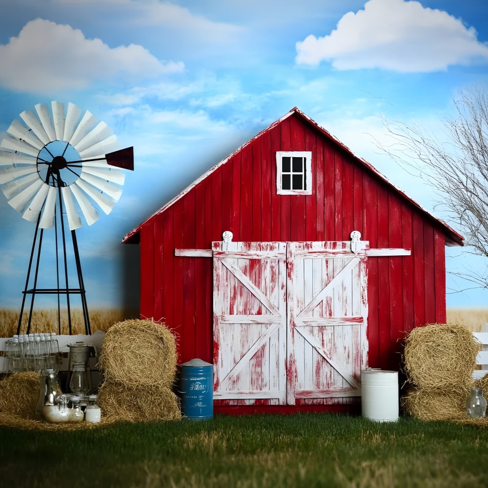 Photography Backdrops For Kids Red Barn Farm Days Backdrop GQ5-147