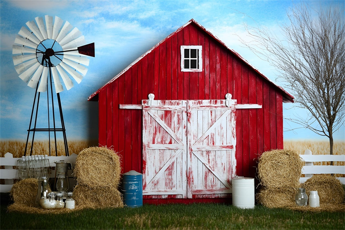 Photography Backdrops For Kids Red Barn Farm Days Backdrop GQ5-147