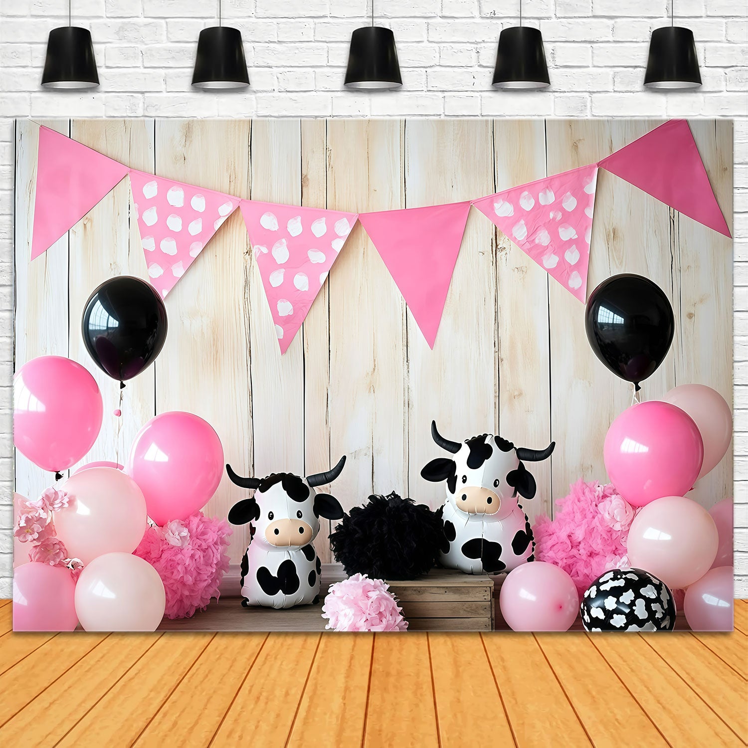 Newborn Photography Backdrops Cute Cow Balloon Backdrop GQ5-148