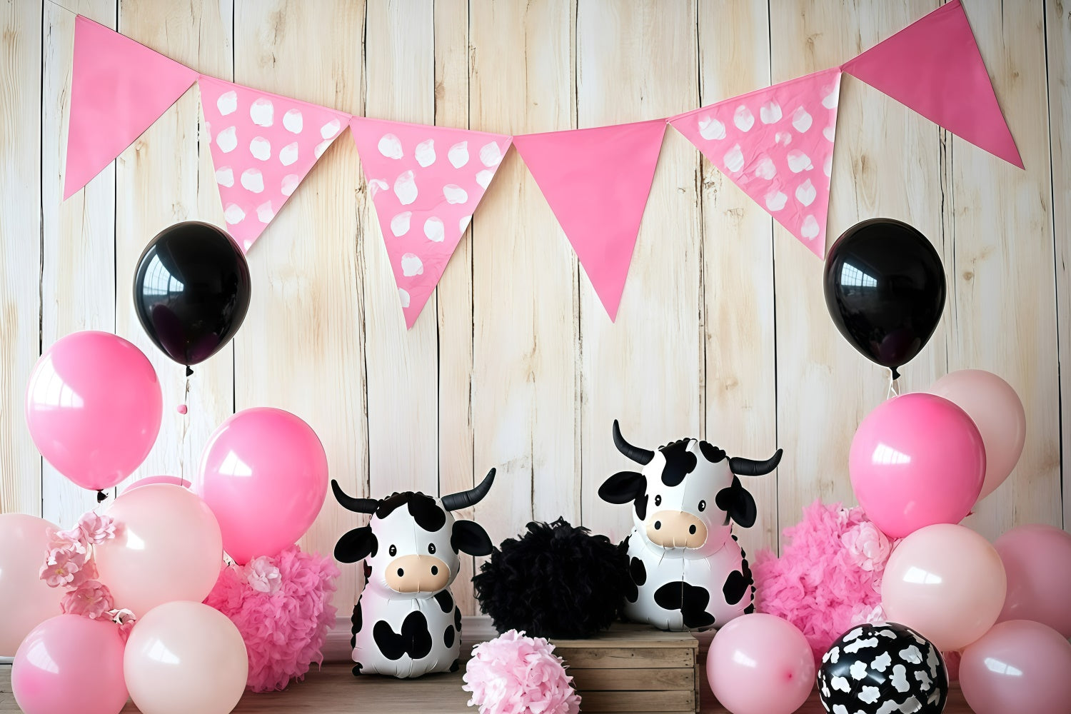 Newborn Photography Backdrops Cute Cow Balloon Backdrop GQ5-148