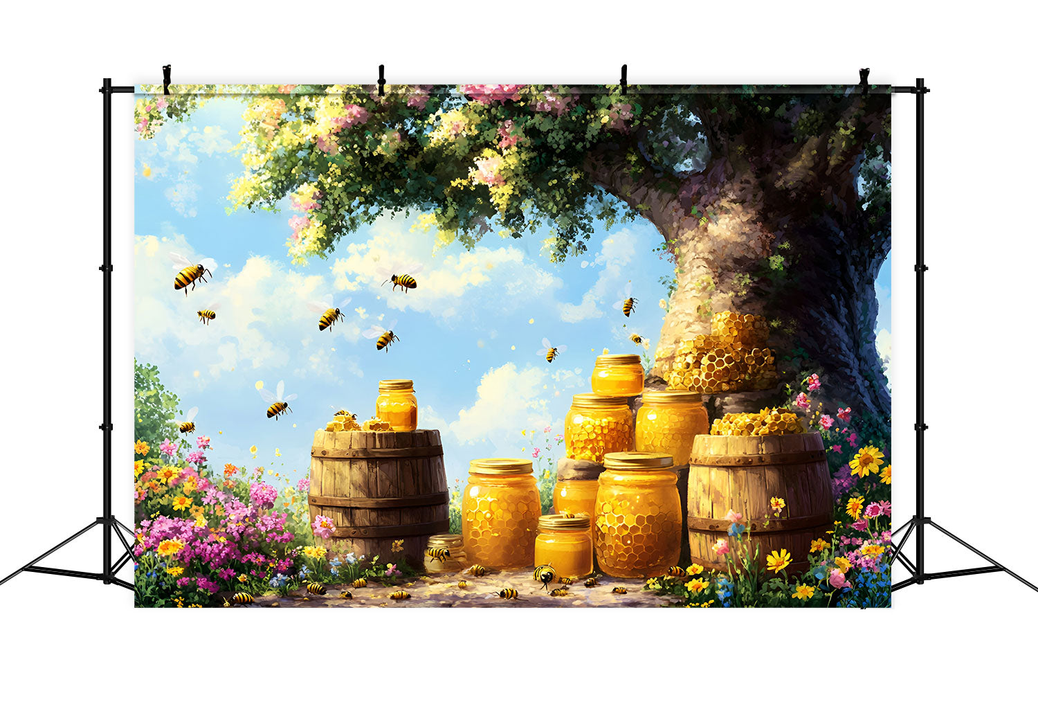 Newborn Photography Backdrop Sunshine Bees Blossoms Backdrop GQ5-150