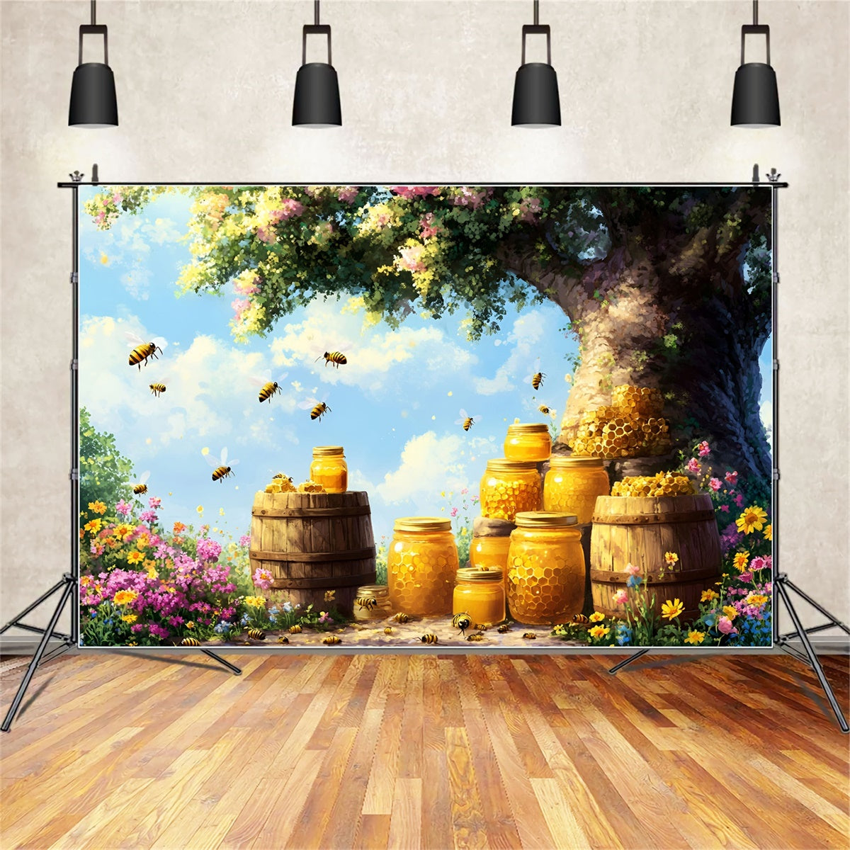 Newborn Photography Backdrop Sunshine Bees Blossoms Backdrop GQ5-150