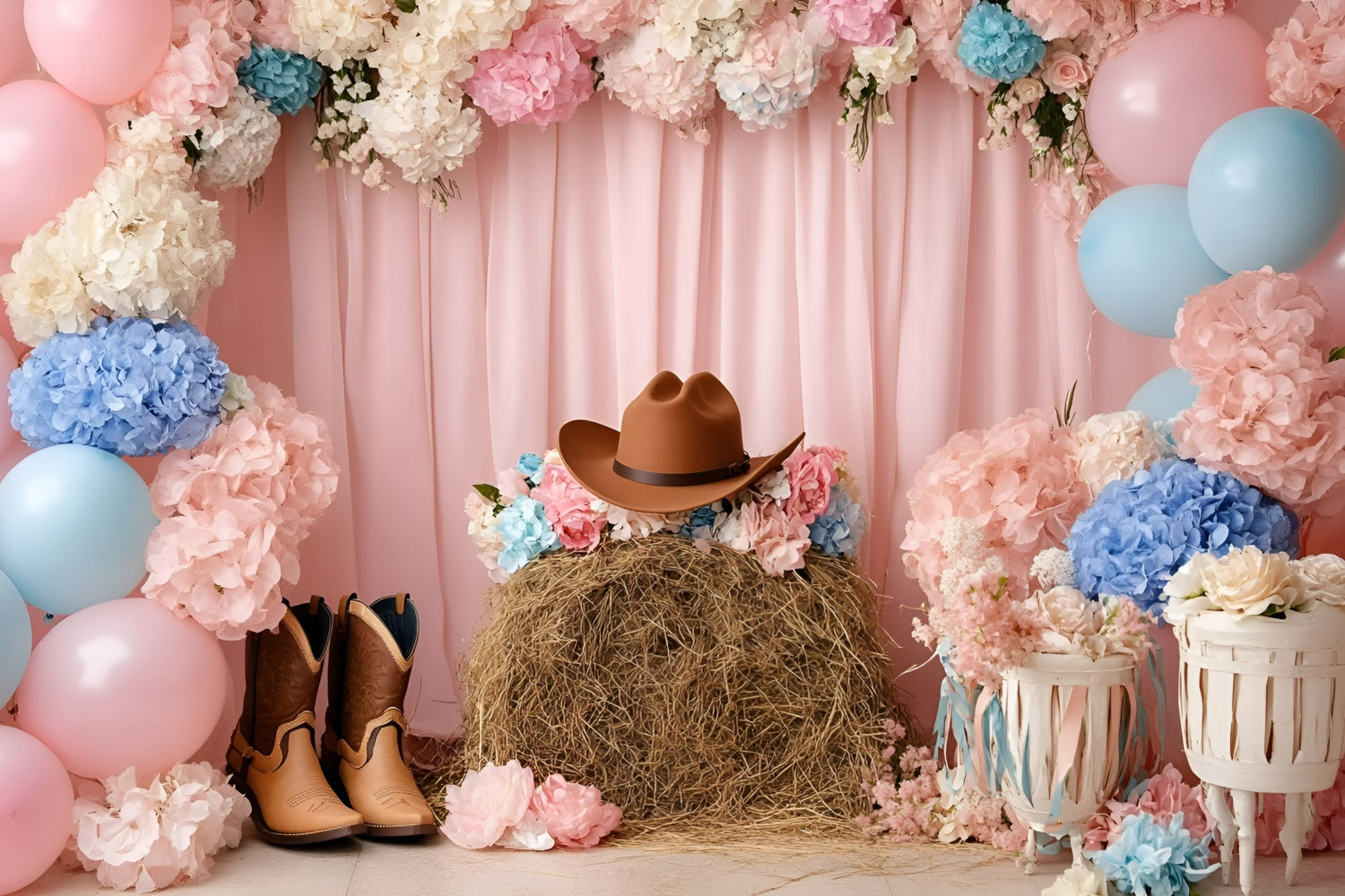 Cowgirl Backdrop Ideas Floral Western Charm Kids Backdrop GQ5-154