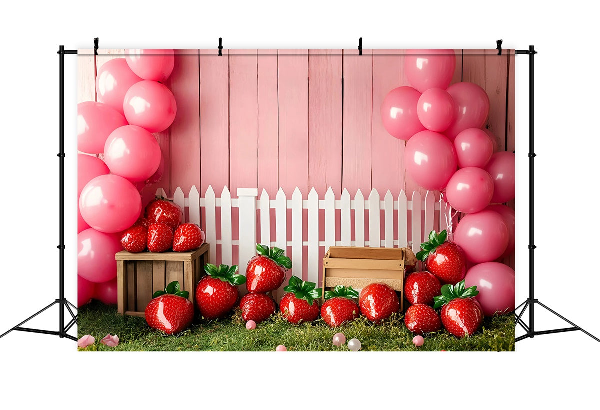 Children Backdrops Strawberry Balloon Garden Backdrop GQ5-157