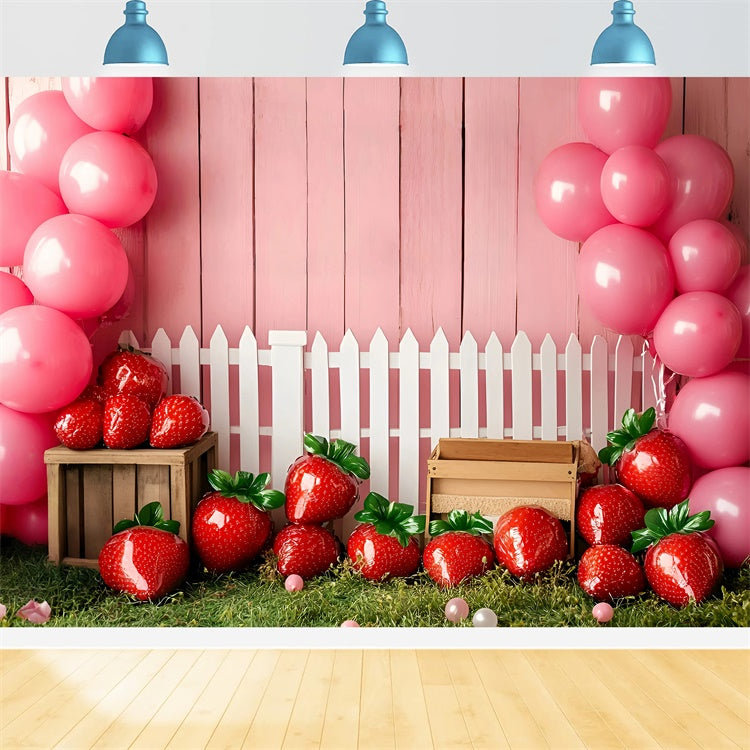 Children Backdrops Strawberry Balloon Garden Backdrop GQ5-157