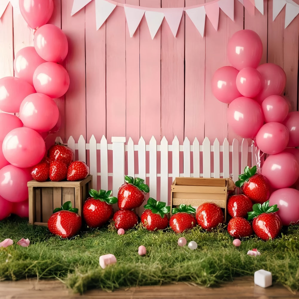 Children Backdrops Strawberry Balloon Garden Backdrop GQ5-157