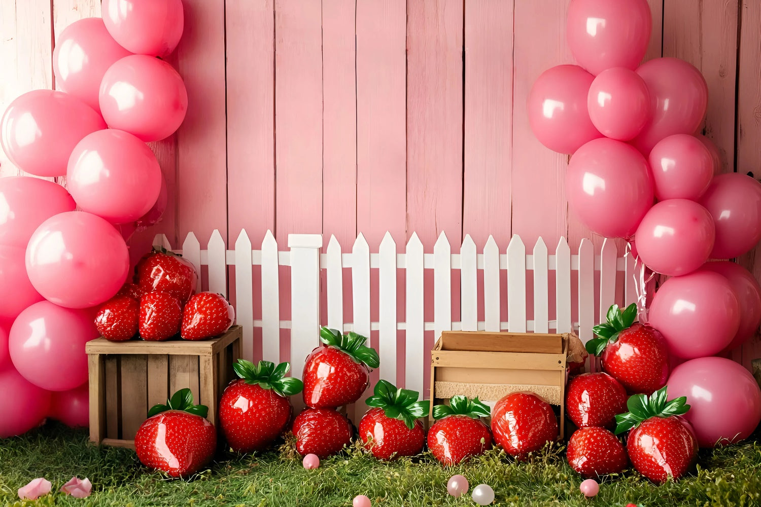 Children Backdrops Strawberry Balloon Garden Backdrop GQ5-157