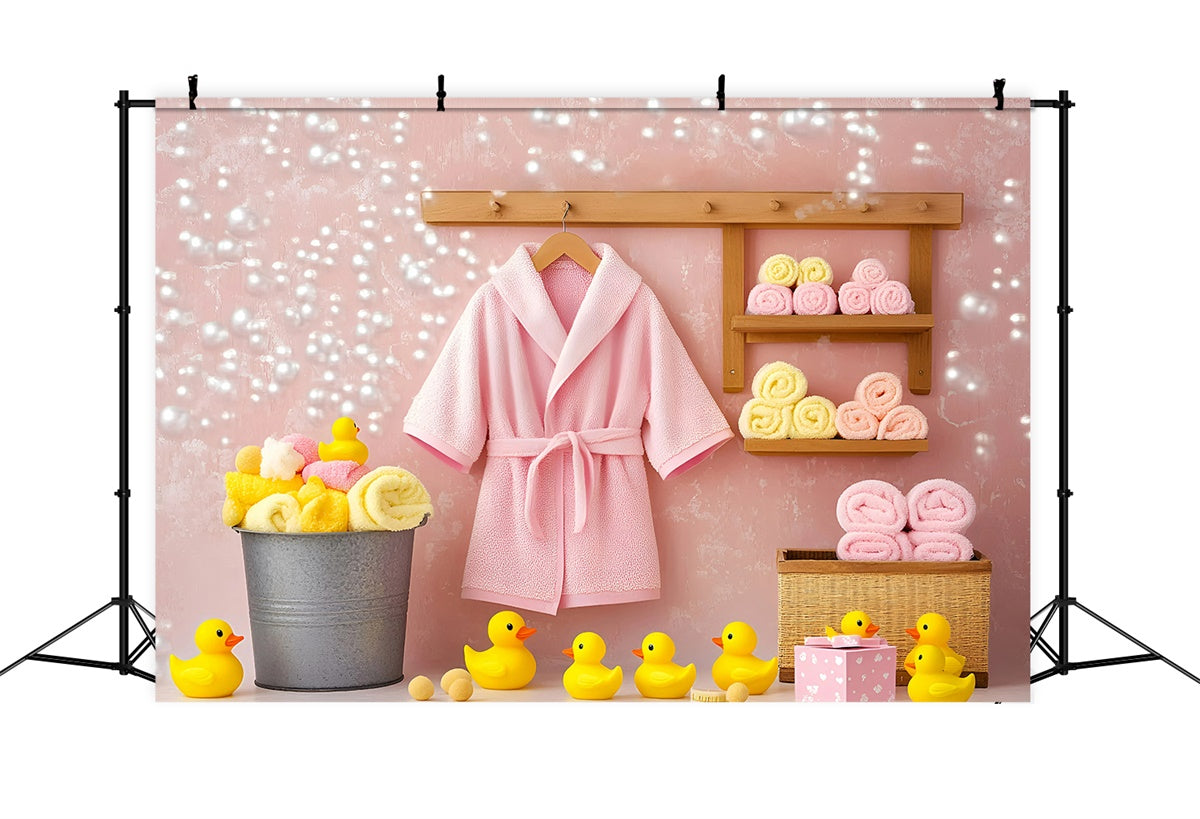 Photography Backdrops For Kids Pink Robe Duckies Backdrop GQ5-160