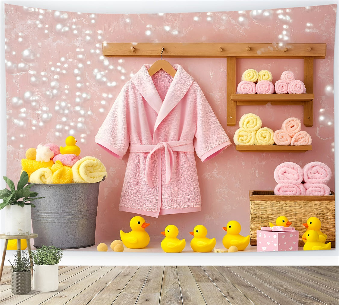 Photography Backdrops For Kids Pink Robe Duckies Backdrop GQ5-160